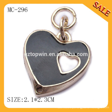 MC296 Coração forma metal chave cair charme tag